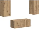 Vidaxl Mobile Tv A Parete 2 Pezzi In Legno Di Quercia Artigianale