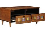 Vidaxl Mobile Tv Con Ripiano In Noce 70 X 33,5 X 46 Cm In Legno Massiccio Di Mango