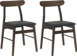 Vidaxl Sedia Da Pranzo 2 Pezzi Marrone Chiaro E Nero Legno Massiccio Di Gomma