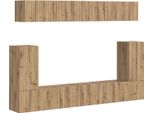 Vidaxl Set Di Mobili Tv A Parete 5 Pezzi In Legno Di Quercia Artigianale