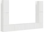 Vidaxl Mobile Tv 8 Pezzi Bianco Lucido In Materiale Ligneo