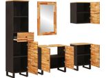 Vidaxl Set Da Bagno Con Cassetti 5 Pezzi In Legno Massiccio Naturale Di Mango