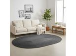 Vidaxl Tappeti Ovali Neri 122 X 183 Cm Juta
