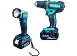 Trapano A Batteria Makita DDF482RFJ1 Con Torcia Elettrica 18V/3*3Ah Li-Ion, Contenitore Di Sistema