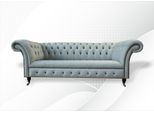 Xxl Divano 4 Posti Divano Chesterfield Tappezzeria Sedile Set Similcuoio Grigio Nuovo
