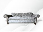 Divano A Tre Posti Divano A 3 Posti Chesterfield Imbottito Set Di Sedute Velluto Grigio Nuovo