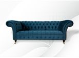 Xxl Grande Divano 3 Posti Divano Chesterfield Imbottito Set Di Sedute Tessuto Blu