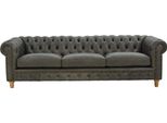 Divano Di Design In Pelle - Imbottitura Chesterfield A Tre Posti 240Cm New Jvmoebel ®