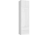 Akord Armadio Con Sovrastruttura 2 Ante 2 Cassetti Bianco/Bianco Lucido 60X51X234 Cm