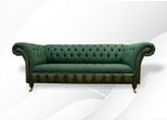 Chesterfield 3 Posti Verde Scuro Soggiorno Design Divano Imbottito Divano Tessile