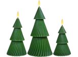 Inf Set Di 3 Candele Led Albero Di Natale - Festive, Senza Fiamma E Telecomandate
