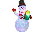 Pupazzo Di Neve Gonfiabile Con Luci Colorate E Rotanti - Decorazione Natalizia Per Il Giardino