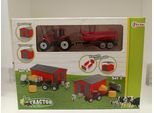 Toi-Toys 28454Z Trattore Con Trattore, Fienile E Accessori - Fattoria Giocattolo Per Bambini Rosso