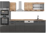 Vicco Cucina Componibile R-Line, 300 Cm Mobili Bicolore, Pt Rovere, Quercia Dorata/Antracite/Antracite