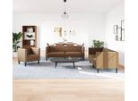 Vidaxl Set Di Divani Chesterfield A 3 Pezzi In Ecopelle Marrone Effetto Scamosciato
