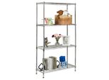 Scaffale In Rete Everest Soluzione Di Stoccaggio Robusta E Dal Design Moderno Cromato 4 Ripiani 90 X 35 X 160 Cm