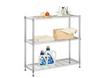 Scaffale In Rete Everest Soluzione Di Stoccaggio Robusta Dal Design Moderno Cromato 3 Ripiani 90 X 35 X 90 Cm