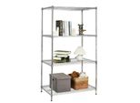 Scaffale In Rete Everest Soluzione Di Stoccaggio Robusta Dal Design Moderno Cromato 4 Ripiani 90 X 60 X 160 Cm