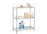 Scaffale In Rete Everest Soluzione Di Stoccaggio Robusta Dal Design Moderno Cromato 3 Ripiani 60 X 35 X 90 Cm
