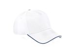 Beechfield B25C | Authentic 5 Panel Cap - Piped Peak, 100 % Baumwoll-Twill - Farbe: White/French Navy - GrößE: Taglia Unica