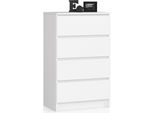Comò Bianco K60 Con 4 Cassetti 60 Cm Per Stoccaggio E Organizzazione