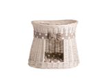 Capanna Ovale Per Gatti In Beige / Cesto Per Gatti In Vimini A Due Piani Con Cuscino / Torre Per Gatti 50X40 H45 Cm