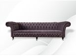 Divano Grande Xxl Divano Chesterfield 265Cm Divani Imbottiti 4 Posti Pelle Tessuto