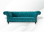 Divano Chesterfield Tappezzeria Divani Tessile Classico Turchese 3 Posti Tessuto Nuovo