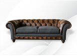 Divano A Tre Posti Tappezzeria Design Divano 3 Posti Camera Marrone 220Cm Chesterfield