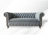 Divano Chesterfield Divano Tappezzato Tessuto Pelle Divano Tessile Set 3 Posti Nuovo