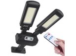 Lampione Solare Con Sensore Di Movimento E Crepuscolare IP54 5W 2X 450 Lumen 6500K Due Sorgenti Luminose Telecomando Lampada Solare Lampada Da Parete Per Esterni Illuminazione Esterna 3 Modalità Di Illuminazione
