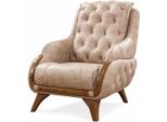 Poltrona Seduta Design Classico Tappezzeria Soggiorno Seduta Singola Pelle Stile Mobili Lusso