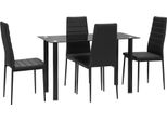 Homcom Set Da Pranzo 5 Pezzi, Tavolo Da Pranzo Con 4 Sedie, Tavolo Da Cucina Con Piano In Vetro Temperato, Set Da Pranzo, Mobili Per Sala Da Pranzo, Set Da Pranzo Per Cucina, Sala Da Pranzo, Acciaio, Nero