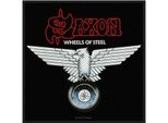 Saxon - Toppa "Wheels Of Steel"", Tessuto RO6314 (Taglia Unica) (Nero/Bianco)"