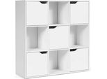 Libreria Costway HW63874WH Con 9 Scomparti, Autoportante, Ripiani, 90 X 29 X 90 Cm, Bianco - B