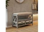 Scarpiera HWC-C48, Scarpiera Da Banco, Effetto Shabby Vintage 45X65X34Cm ~ Grigio