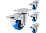 Ruote Piroettanti Con Freno - 100 Mm - Set Di 4 - Ruote Per Trasporto Pesante - Poliuretano - Capacità Di Carico 150 Kg - Industriale