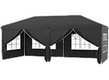 Tenda Per Feste Con Pareti Laterali - 300X600Cm - Tenda Pieghevole - Nero - Facile Da Montare - Padiglione - Resistente All'acqua E Alle Intemperie - Regolabile In Altezza