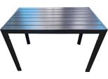 Tavolo Da Giardino In Plastica - 110X70X73Cm - Nero - Struttura In Alluminio - Piano In Wpc - Resistente Alle Intemperie - Per Balcone, Terrazza E Giardino - Rettangolare
