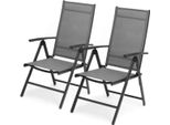 Set Di 2 Sedie Da Giardino - Sedia Da Giardino Regolabile E Pieghevole Con Schienale - Alluminio, Carico Massimo 120Kg - Grigio