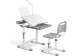 Set Da Scrivania Per Bambini - Ufficio Regolabile In Altezza Con Sedia E Leggio - Grigio Chiaro - Per Bambini Da 3 A 10 Anni