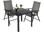 Set Da Balcone Da 5 Pezzi - Tavolo Con 4 Sedie Pieghevoli - Set Di Mobili Da Giardino In Alluminio - Balcone E Patio - Nero - Schienale Regolabile In 7 Posizioni