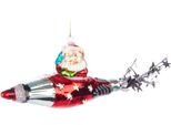 Brubaker Babbo Natale In Rosso Razzo Con Scia Di Stelle Argento - Guaina Natalizia In Vetro Dipinta A Mano - Statuetta Per Decorazione Albero Di Natale Soffiata A Bocca