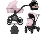 Carrozzina Kunert Brav 3In1 In Ecopelle Rosa Con Ruote In Gel E Seggiolino Auto Cosmo