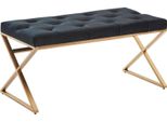 Wohnling WL6.617 Sitzbank Samt Mit Metallgestell 90X46X44 Cm Chesterfield Design Schwarz