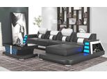 Divano Angolare In Pelle A L Nero Lusso Moderno Set