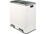Bolt Edge Cestino A 2 Scomparti - 60 L - Acciaio Inox - Cestino A Pedale - Softclose - Antiscivolo - Bianco