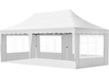 Tenda Per Feste - Tenda Pieghevole Con Pareti Laterali - 300X600Cm - Bianco - Facile Da Montare - Padiglione - Resistente All'acqua E Alle Intemperie - Altezza Regolabile