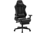 Sedia Da Gioco Happyment Luxe - Sedia Ergonomica Da Gioco E Da Ufficio Con Poggiapiedi - Regolabile In Altezza - Nero - Pelle Finta