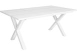Tavolo Da Pranzo Happyment Ziva - Rettangolare - Da 4 A 6 Persone - Look Premium - Legno Massiccio - Telaio A X Bianco - 170X90X75Cm